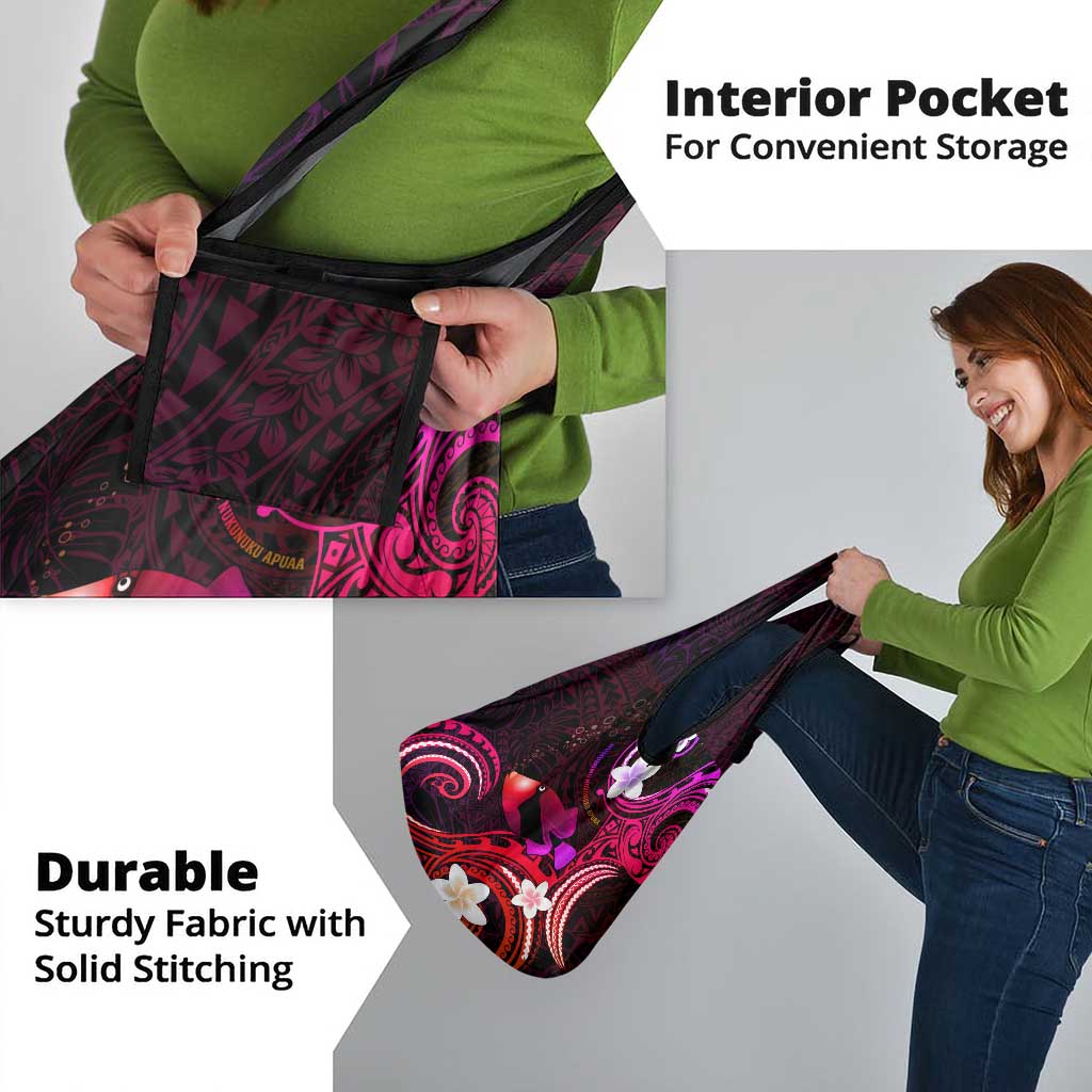 Hawaii Humuhumu Reef Triggerfish Grocery Bag Maroon With Plumeria