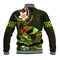 Personalised Hawaii Humuhumu Reef Triggerfish Baseball Jacket Reggae With Plumeria LT05 - Polynesian Pride