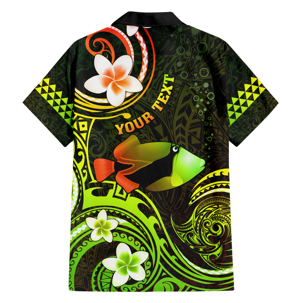 Personalised Hawaii Humuhumu Reef Triggerfish Family Matching Short Sleeve Bodycon Dress and Hawaiian Shirt Reggae With Plumeria LT05 - Polynesian Pride