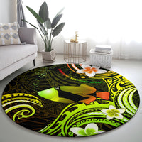 Hawaii Humuhumu Reef Triggerfish Round Carpet Reggae With Plumeria LT05 - Polynesian Pride