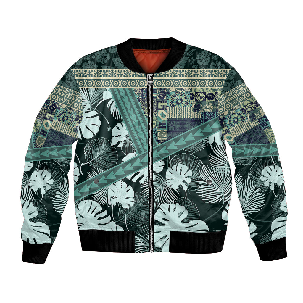Hawaii Plant Kalo Bomber Jacket Hawaiian Tapa Pattern LT05 Unisex Green - Polynesian Pride