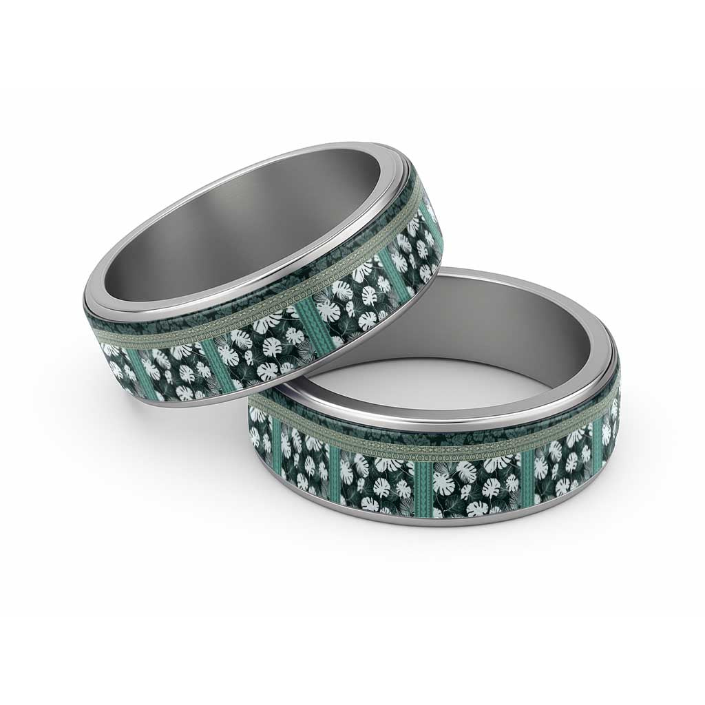Hawaii Plant Kalo Classic Ring Hawaiian Tapa Pattern - Polynesian Pride