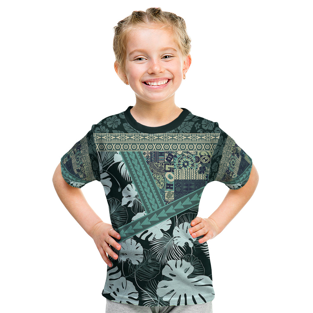 Hawaii Plant Kalo Kid T Shirt Hawaiian Tapa Pattern LT05 Green - Polynesian Pride