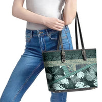 Hawaii Plant Kalo Leather Tote Bag Hawaiian Tapa Pattern LT05 - Polynesian Pride