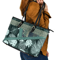 Hawaii Plant Kalo Leather Tote Bag Hawaiian Tapa Pattern LT05 - Polynesian Pride