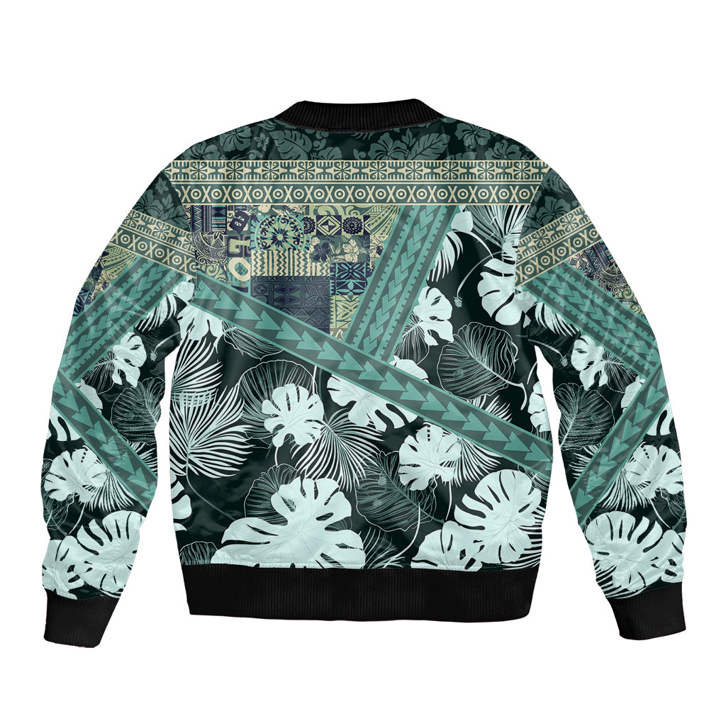 Hawaii Plant Kalo Sleeve Zip Bomber Jacket Hawaiian Tapa Pattern LT05 - Polynesian Pride