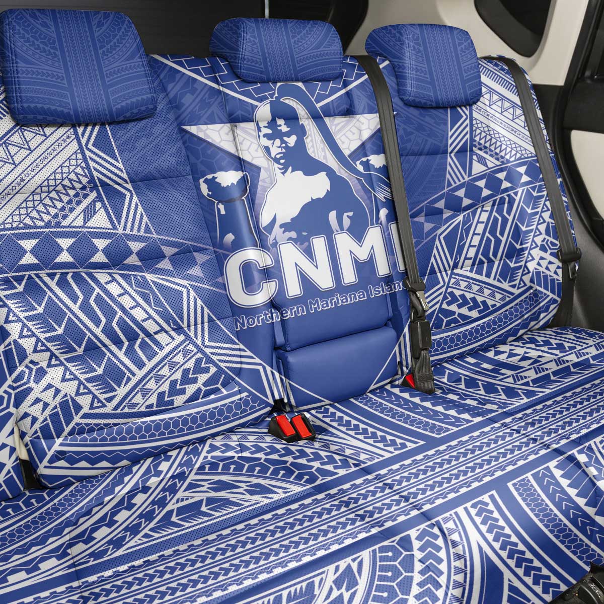Northern Mariana Islands Back Car Seat Cover Chamorro Warrior Tribal Pattern