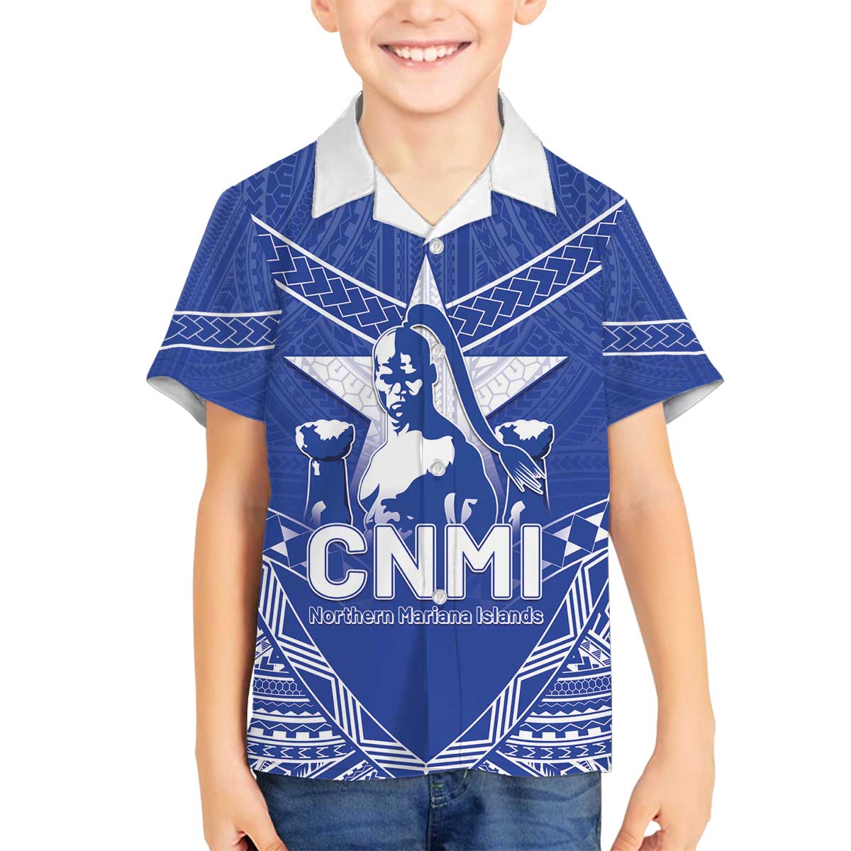 Northern Mariana Islands Family Matching Off The Shoulder Long Sleeve Dress and Hawaiian Shirt Chamorro Warrior Tribal Pattern