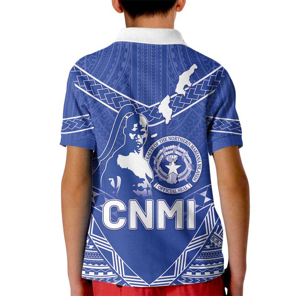 Northern Mariana Islands Kid Polo Shirt Chamorro Warrior Tribal Pattern
