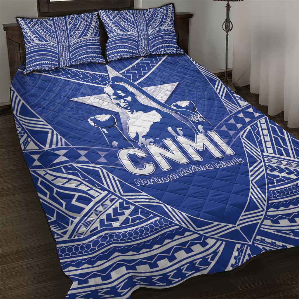 Northern Mariana Islands Quilt Bed Set Chamorro Warrior Tribal Pattern
