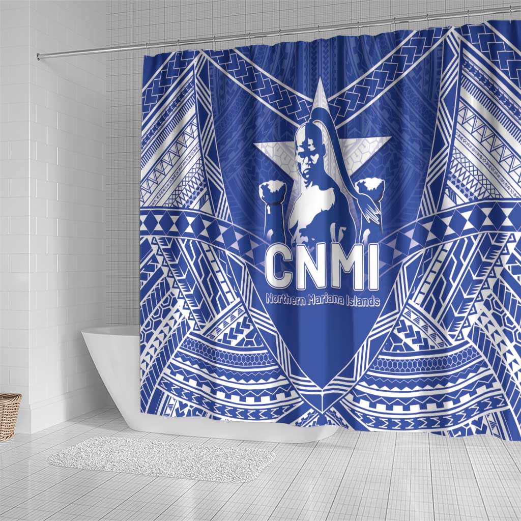 Northern Mariana Islands Shower Curtain Chamorro Warrior Tribal Pattern