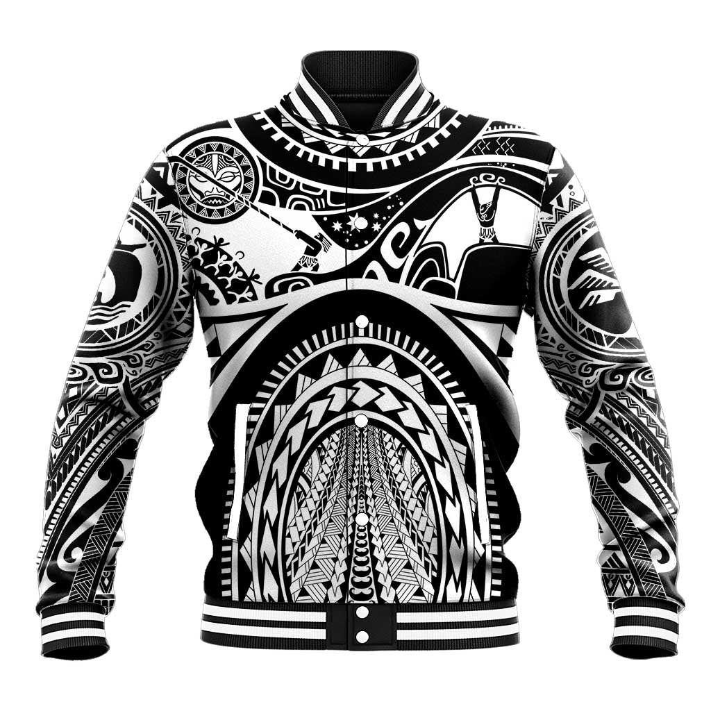 Polynesia Maui Tattoo Inspired Baseball Jacket Black Version