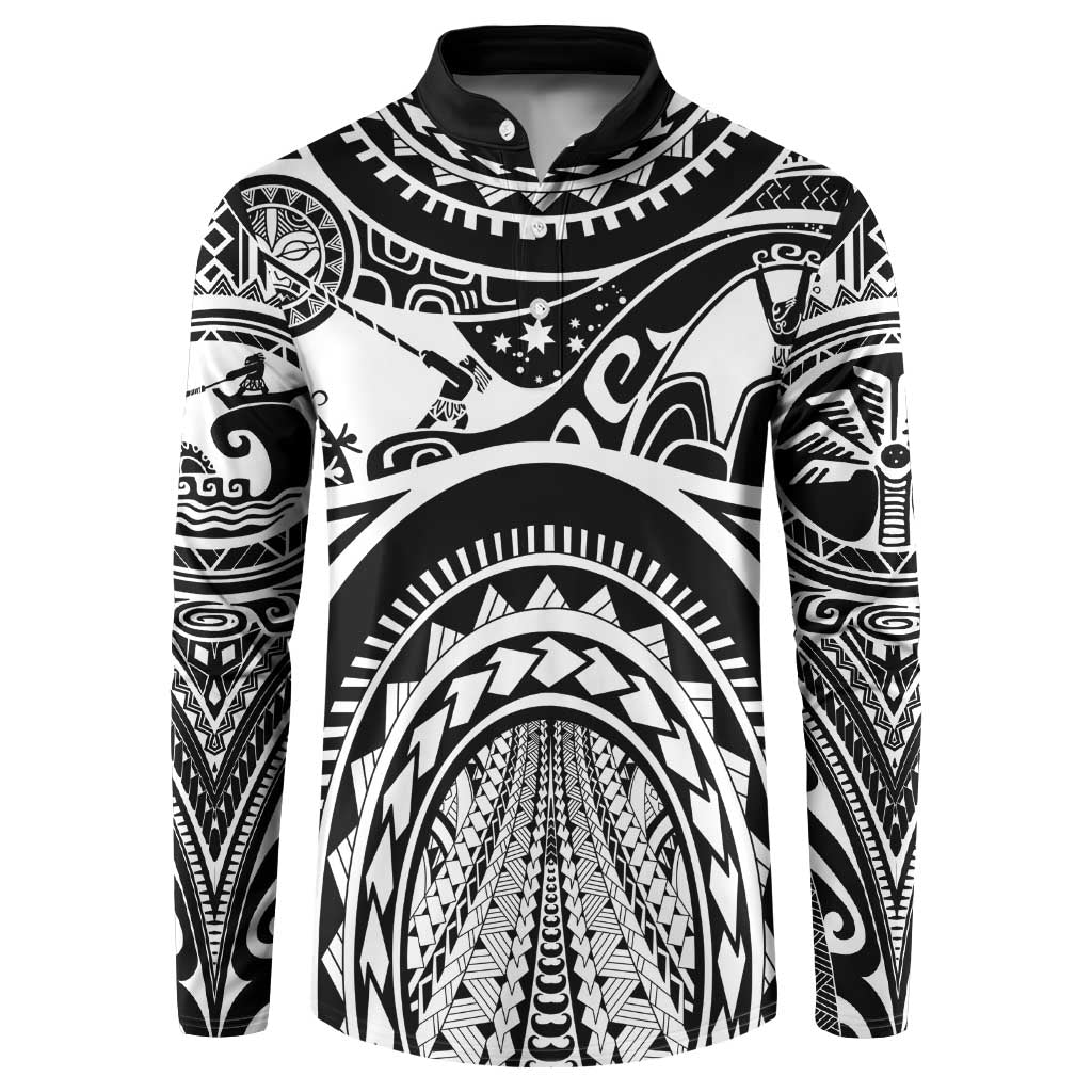 Polynesia Maui Tattoo Inspired Button Sweatshirt Black Version