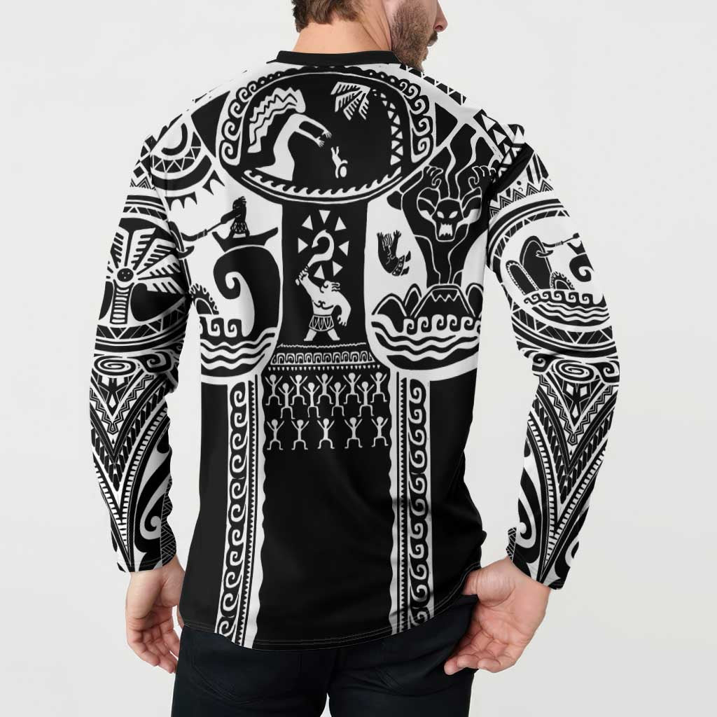 Polynesia Maui Tattoo Inspired Button Sweatshirt Black Version