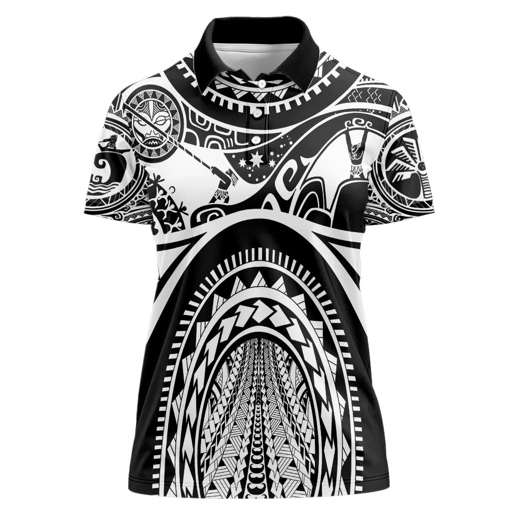 Polynesia Maui Tattoo Inspired Women Polo Shirt Black Version
