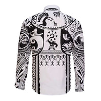Polynesia Maui Tattoo Inspired Long Sleeve Button Shirt White Version