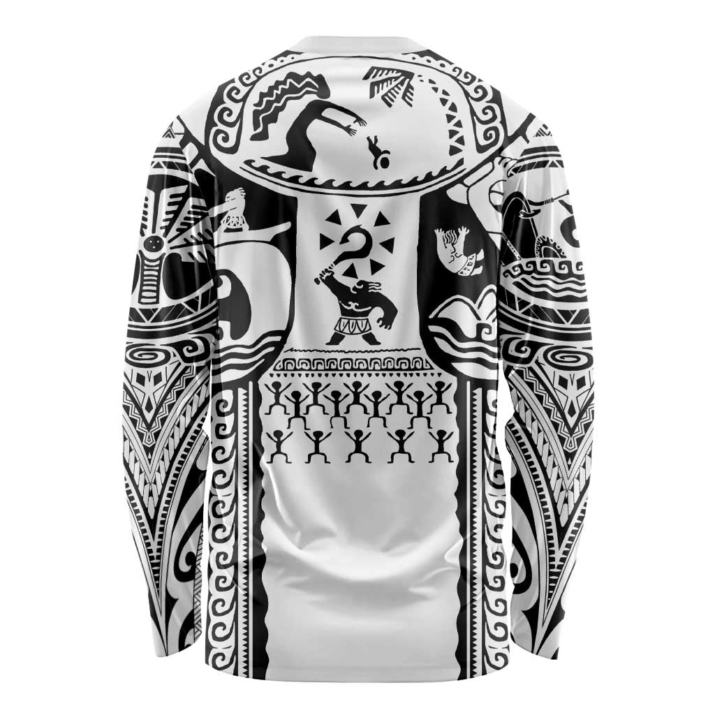 Polynesia Maui Tattoo Inspired Long Sleeve Shirt White Version