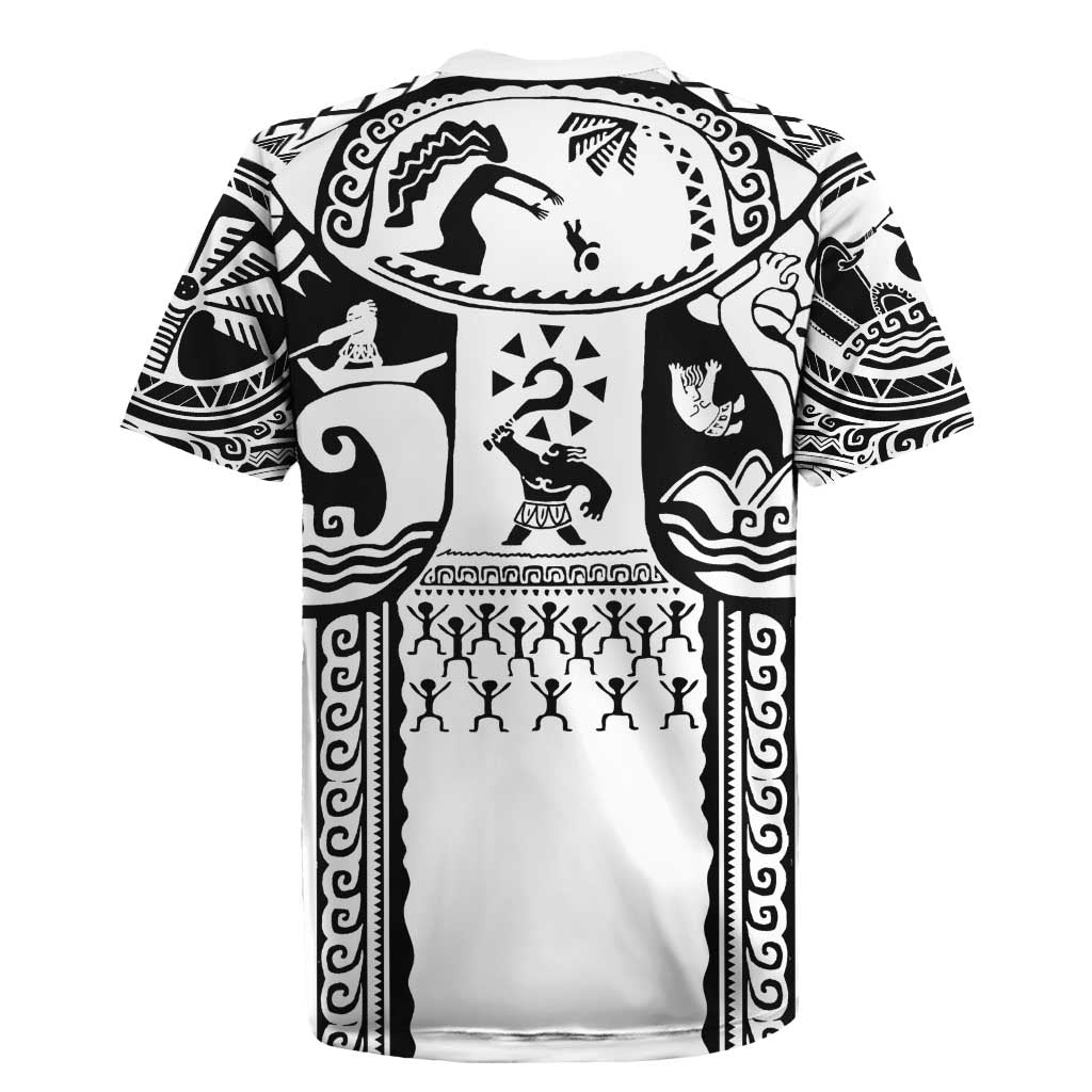 Polynesia Maui Tattoo Inspired Rugby Jersey White Version