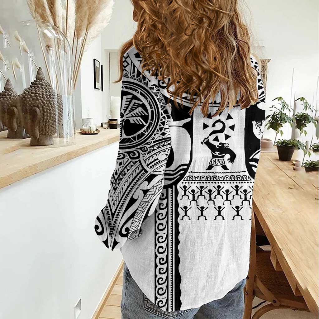 Polynesia Maui Tattoo Inspired Women Casual Shirt White Version