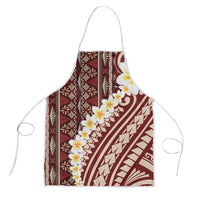 Red Vintage Tonga Ngatu Pattern With Plumeria Apron LT05 Red - Polynesian Pride