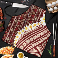 Red Vintage Tonga Ngatu Pattern With Plumeria Apron LT05 Red - Polynesian Pride