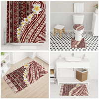 Red Vintage Tonga Ngatu Pattern With Plumeria Bathroom Set LT05 - Polynesian Pride