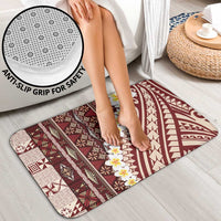 Red Vintage Tonga Ngatu Pattern With Plumeria Bathroom Set LT05 - Polynesian Pride