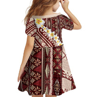 Red Vintage Tonga Ngatu Pattern With Plumeria Family Matching Off The Shoulder Long Sleeve Dress and Hawaiian Shirt LT05 - Polynesian Pride