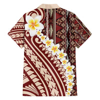 Red Vintage Tonga Ngatu Pattern With Plumeria Family Matching Summer Maxi Dress and Hawaiian Shirt LT05 - Polynesian Pride