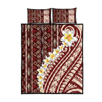 Red Vintage Tonga Ngatu Pattern With Plumeria Quilt Bed Set LT05 - Polynesian Pride