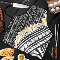 Black Vintage Tonga Ngatu Pattern With Plumeria Apron LT05 Black - Polynesian Pride