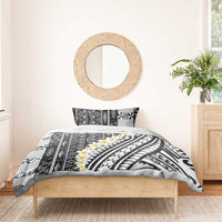 Black Vintage Tonga Ngatu Pattern With Plumeria Bedding Set LT05 - Polynesian Pride