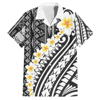 Black Vintage Tonga Ngatu Pattern With Plumeria Family Matching Off Shoulder Maxi Dress and Hawaiian Shirt LT05 Dad's Shirt - Short Sleeve Black - Polynesian Pride