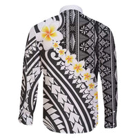 Black Vintage Tonga Ngatu Pattern With Plumeria Family Matching Off Shoulder Maxi Dress and Hawaiian Shirt LT05 - Polynesian Pride