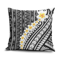 Black Vintage Tonga Ngatu Pattern With Plumeria Pillow Cover LT05 Black - Polynesian Pride