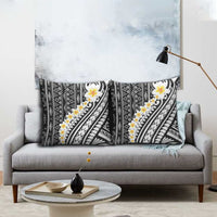 Black Vintage Tonga Ngatu Pattern With Plumeria Pillow Cover LT05 - Polynesian Pride