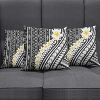 Black Vintage Tonga Ngatu Pattern With Plumeria Pillow Cover LT05 - Polynesian Pride
