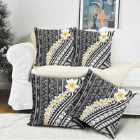 Black Vintage Tonga Ngatu Pattern With Plumeria Pillow Cover LT05 - Polynesian Pride