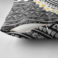 Black Vintage Tonga Ngatu Pattern With Plumeria Pillow Cover LT05 - Polynesian Pride