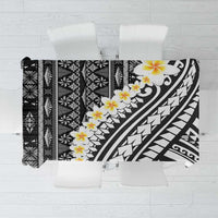 Black Vintage Tonga Ngatu Pattern With Plumeria Tablecloth LT05 Black - Polynesian Pride