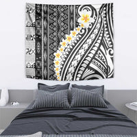 Black Vintage Tonga Ngatu Pattern With Plumeria Tapestry LT05 - Polynesian Pride