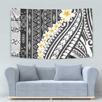 Black Vintage Tonga Ngatu Pattern With Plumeria Tapestry LT05 - Polynesian Pride