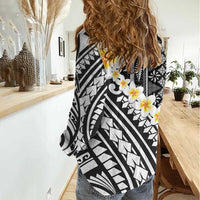 Black Vintage Tonga Ngatu Pattern With Plumeria Women Casual Shirt LT05 - Polynesian Pride