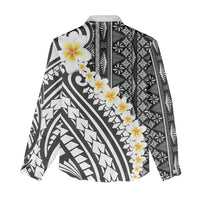 Black Vintage Tonga Ngatu Pattern With Plumeria Women Casual Shirt LT05 - Polynesian Pride