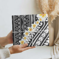 Black Vintage Tonga Ngatu Pattern With Plumeria Wrapping Paper