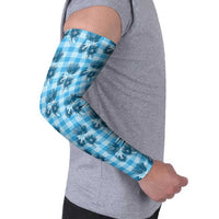 Blue Palaka Hawaii Arm Sleeves Hawaiian Lehua Blossoms