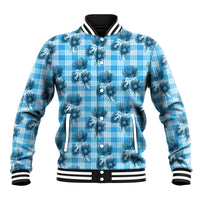Blue Palaka Hawaii Baseball Jacket Hawaiian Lehua Blossoms