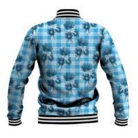 Blue Palaka Hawaii Baseball Jacket Hawaiian Lehua Blossoms