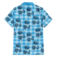 Blue Palaka Hawaii Family Matching Long Sleeve Bodycon Dress and Hawaiian Shirt Hawaiian Lehua Blossoms