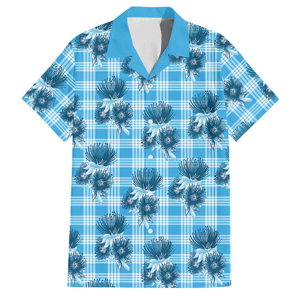 Blue Palaka Hawaii Hawaiian Shirt Hawaiian Lehua Blossoms LT05 Blue - Polynesian Pride